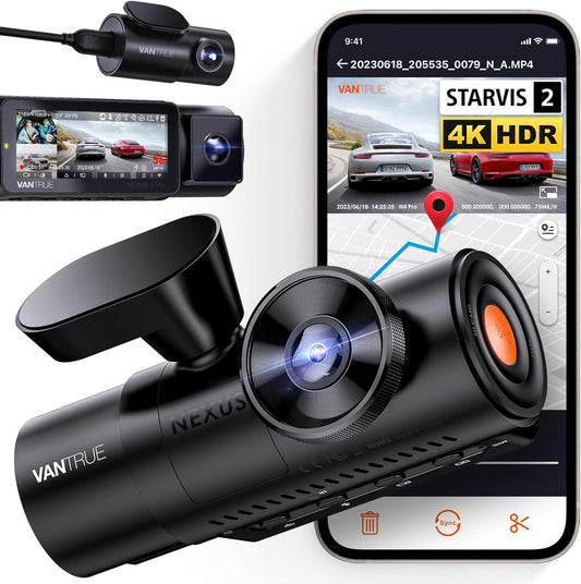 N4 Pro 3 Channel 4K Wifi Dash Cam, STARVIS 2 IMX678 X Platepix™ X HDR Night Vision, 4K+1080P+1080P Front inside and Rear Car Camera, Voice Control, GPS, 24H Parking Mode (N4 PRO)