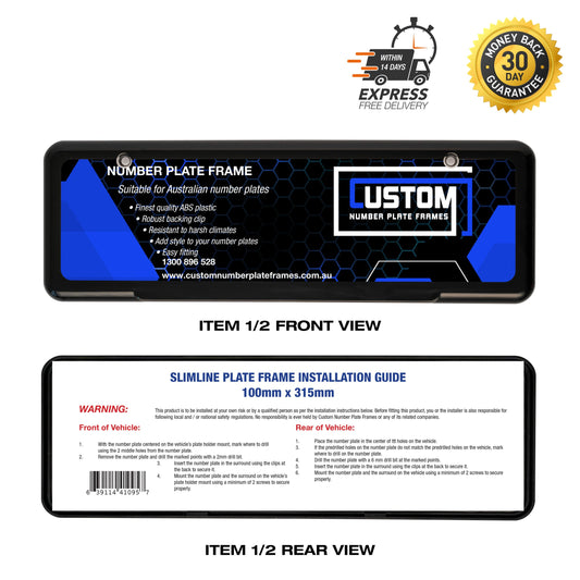 Plate Frame Kit 100mm x 315mm (5 digit) Suitable for: Victoria - CUSTOM NUMBER PLATE FRAMES