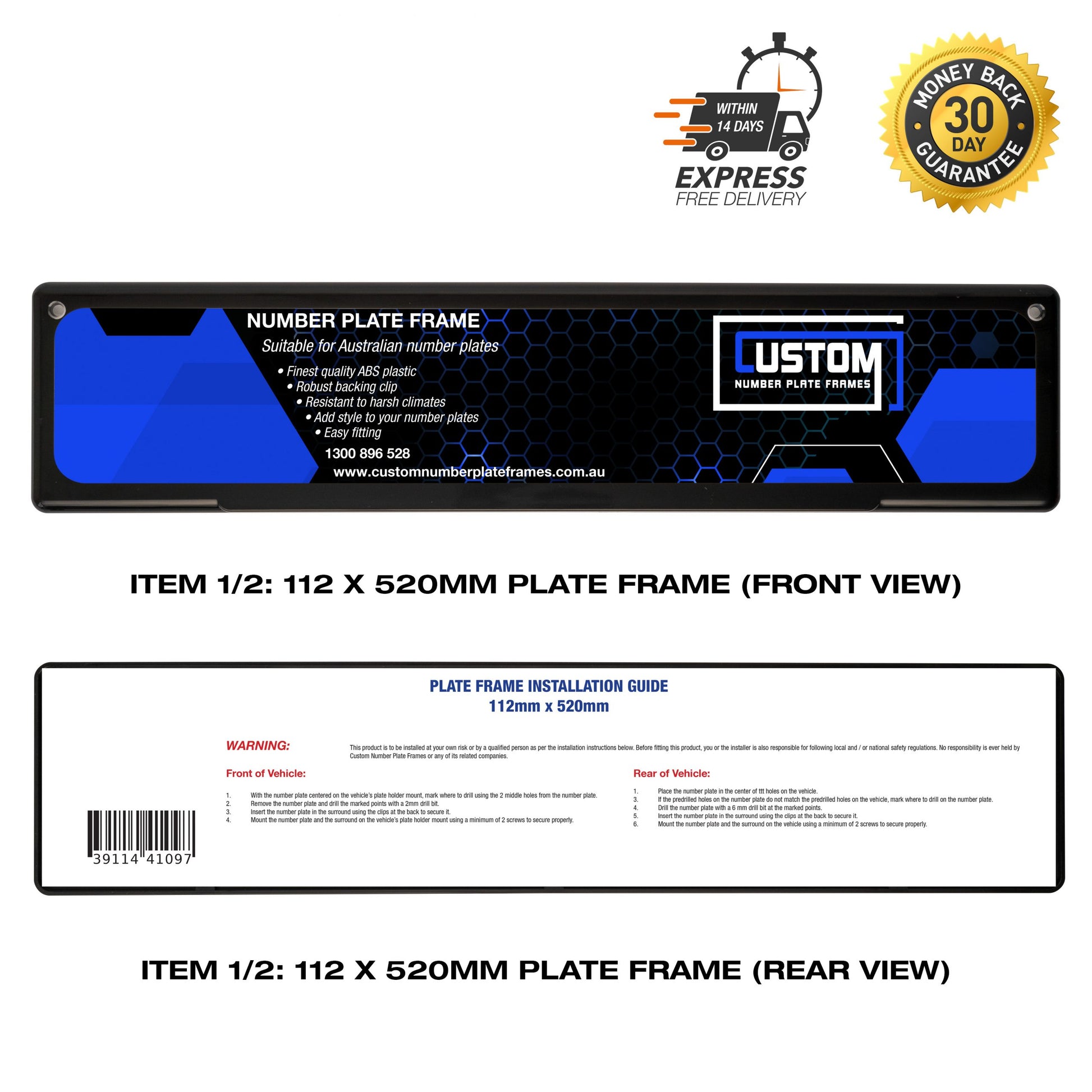 112mm x 520mm Back