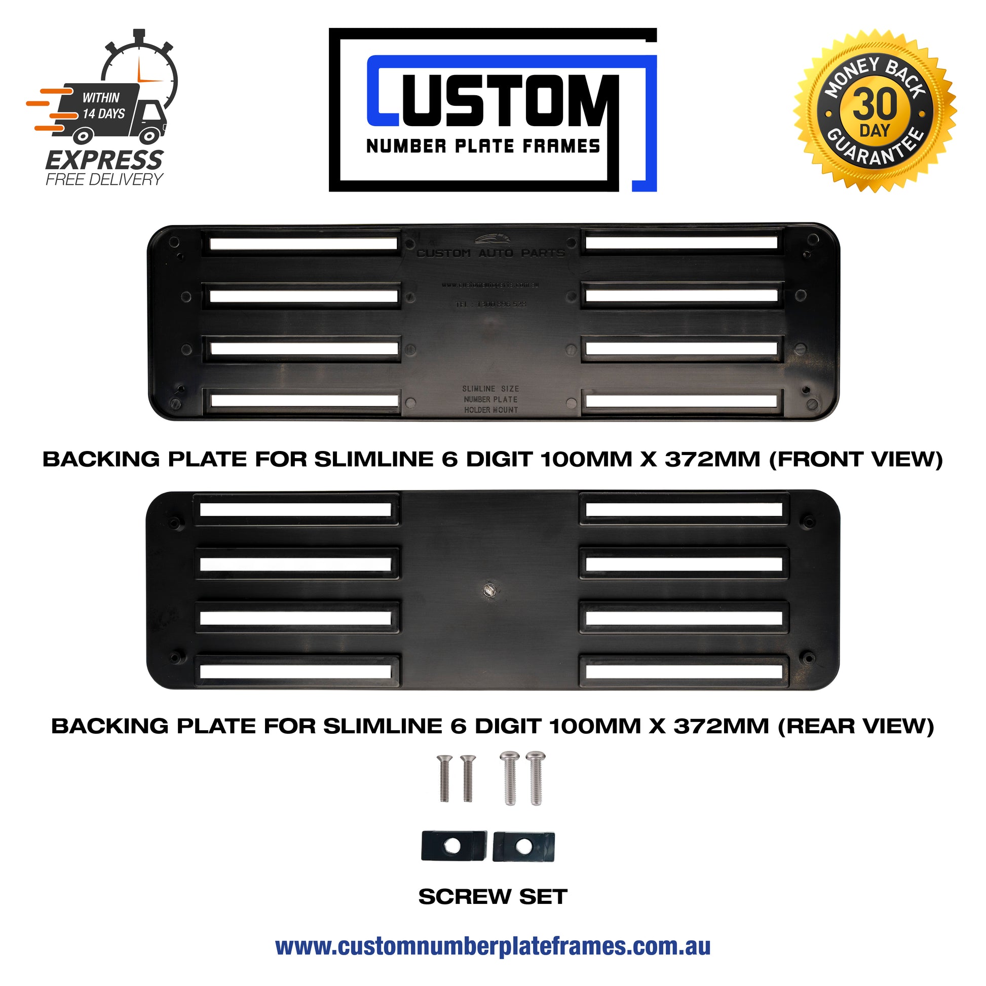 Backing plate 100mm x 372mm (Slimline) - CUSTOM NUMBER PLATE FRAMES