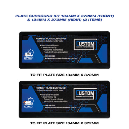 Plate Surround Covers 134mm x 372mm (Standard) Suitable for: VIC, QLD, TAS, SA, WA, NT, ACT - CUSTOM NUMBER PLATE FRAMES