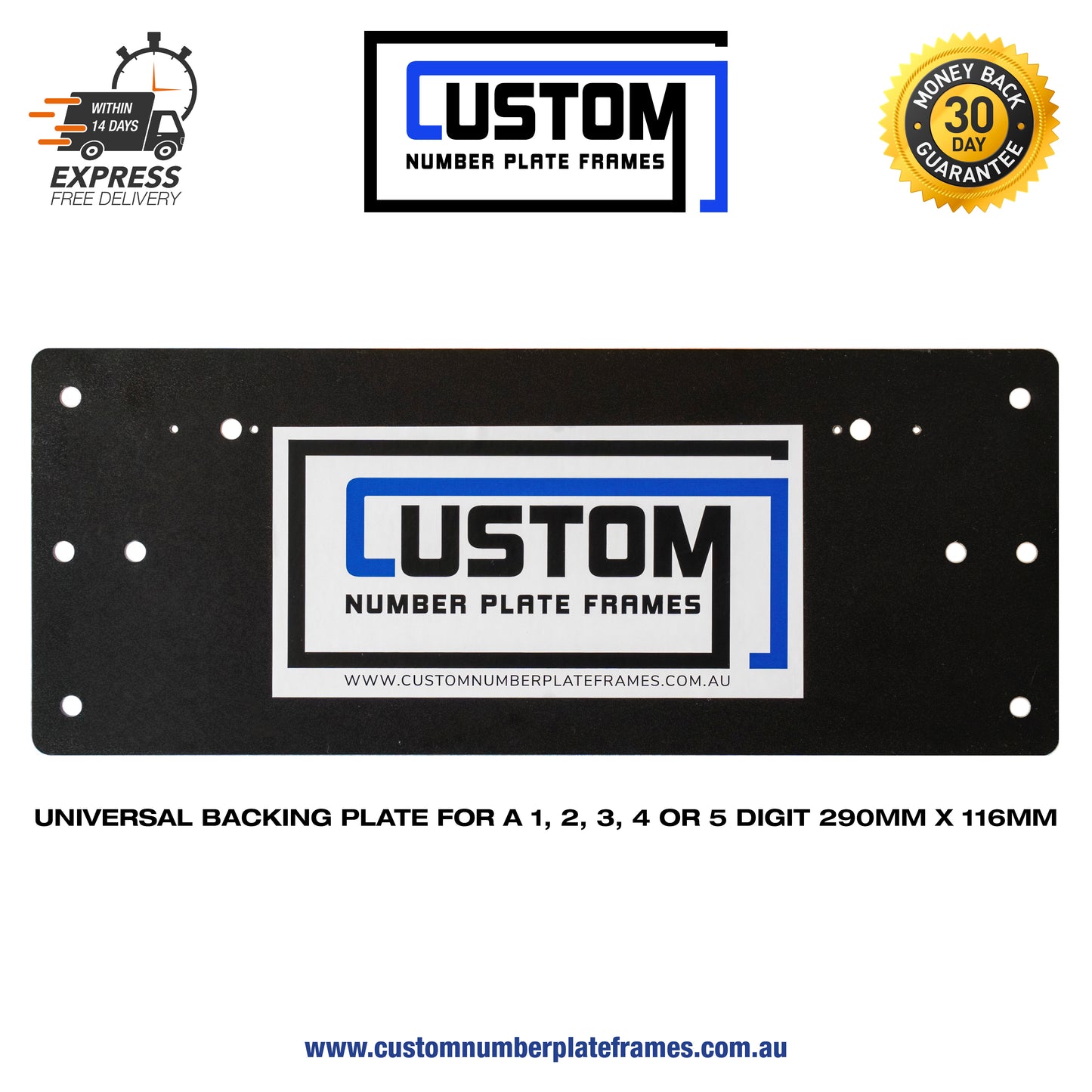 Backing Plate for 3, 4 or 5 Digit Plate 116mm x 290mm Suitable for: All States - CUSTOM NUMBER PLATE FRAMES